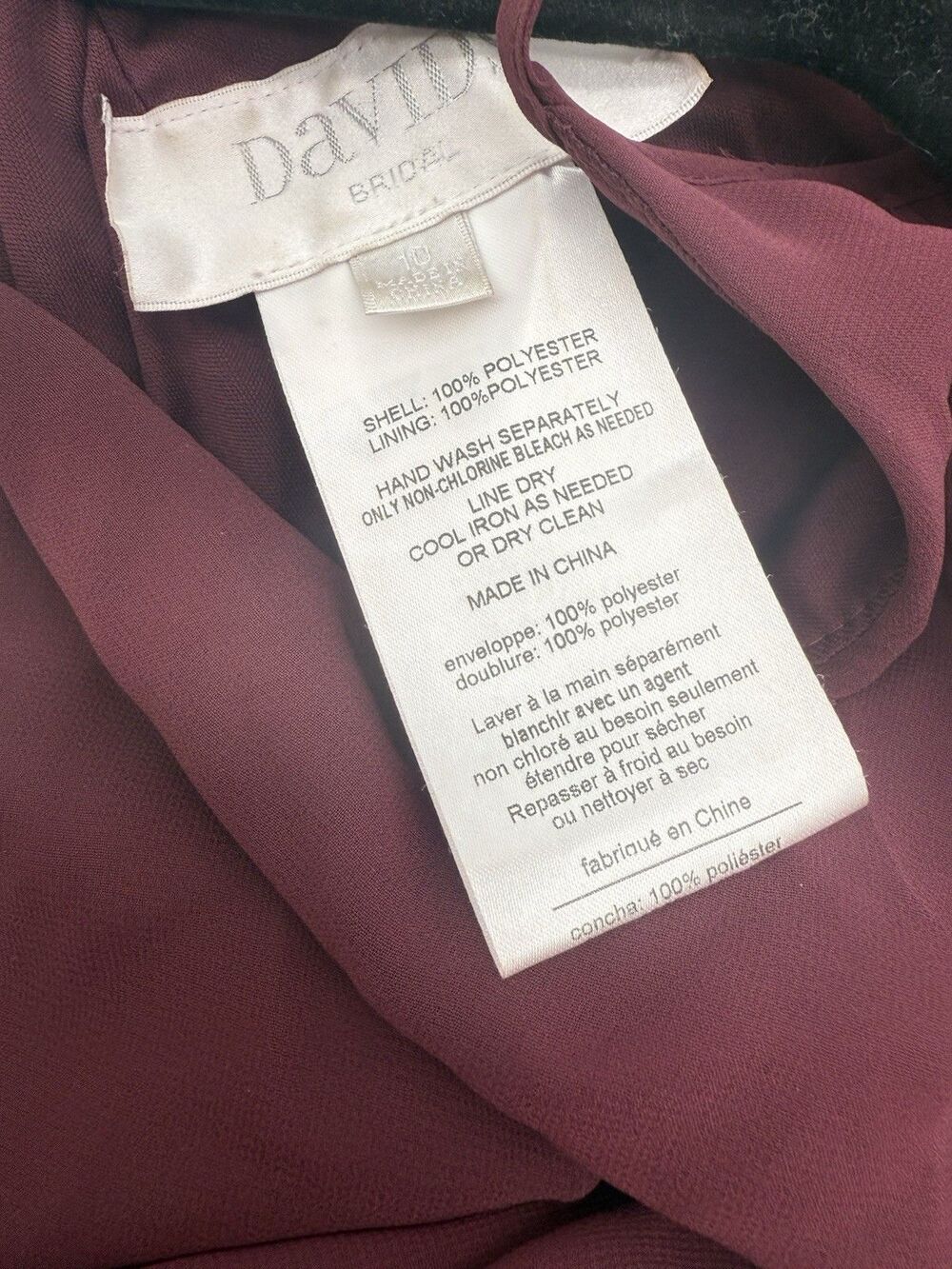 David's Bridal Wine/Burgandy long chiffon highneck size 10 Used once - Picture 6 of 8